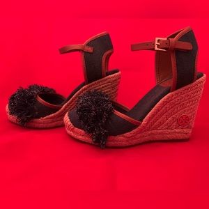 Tory Burch Shaw Denim Wedge Espadrille Sandal